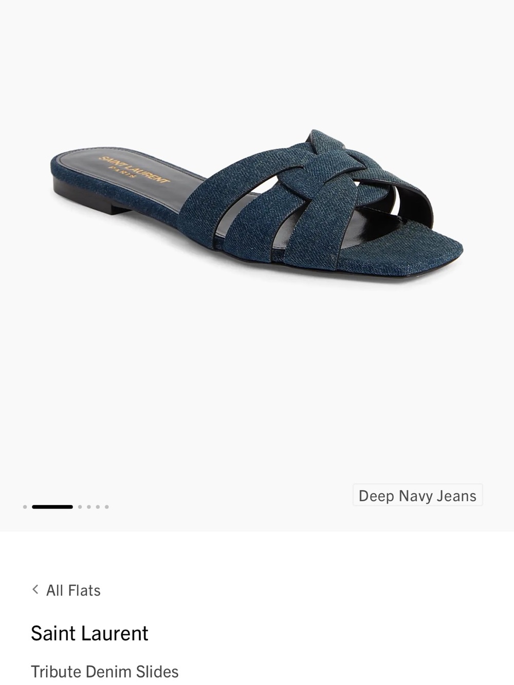 Saint Laurent Denim Woven Slide Sandals in Deep Navy (Tribute Sandals)